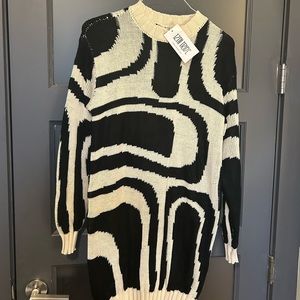 12th Tribe Nicky Black Abstract Sweater Dress